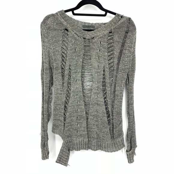 TOV Holy Sweaters - TOV Holy Ripped Gray Sweater